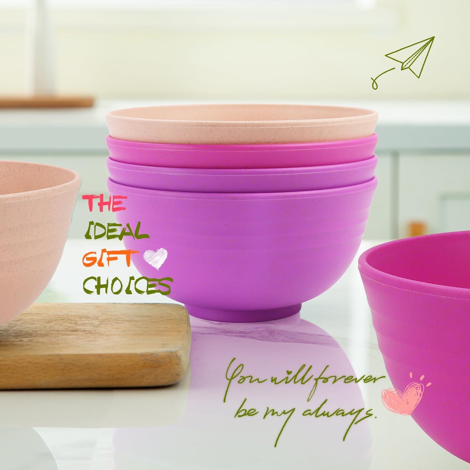 Homienly Unbreakable Wheat Straw Bowls Set of 6