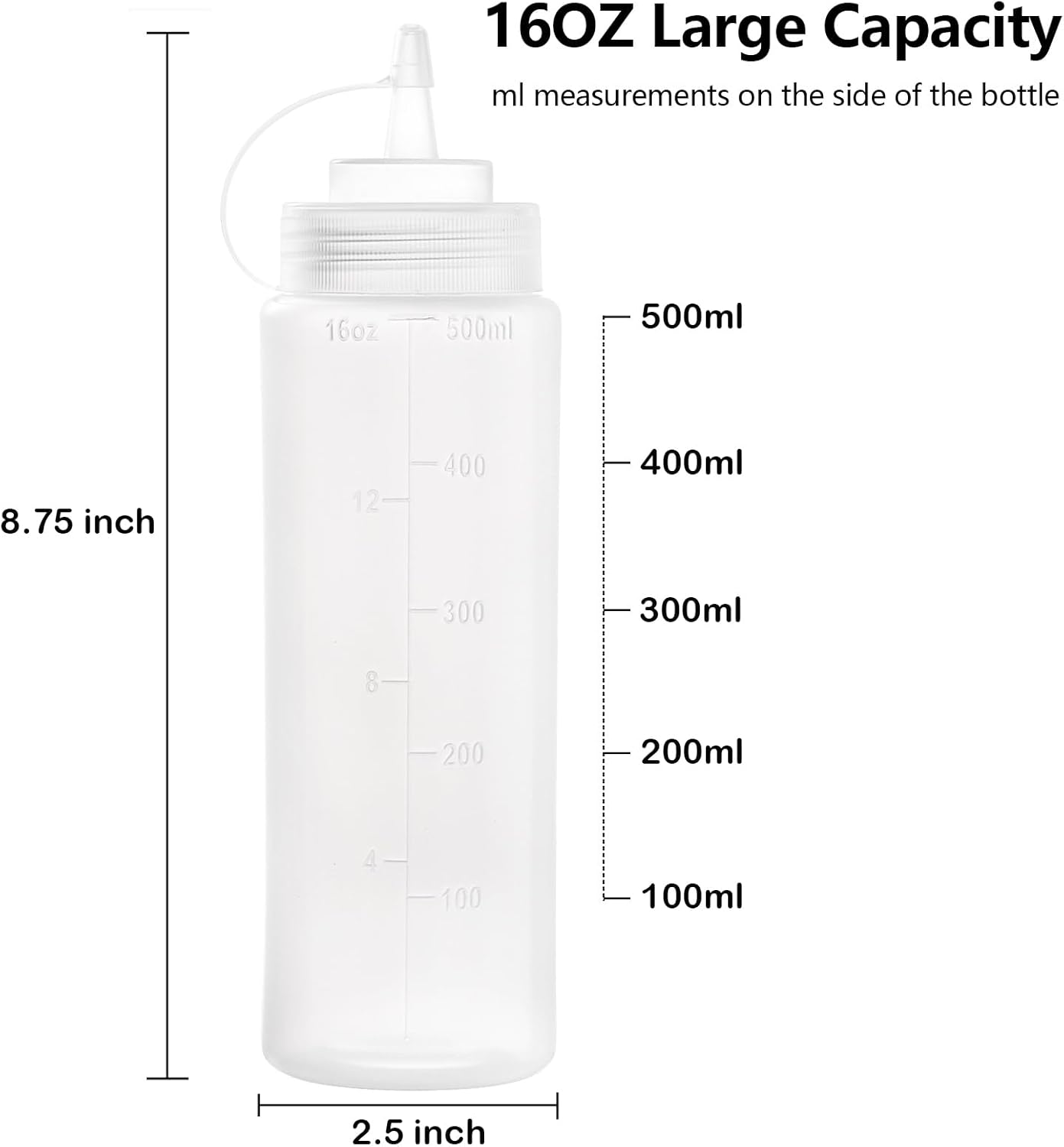 12-Piece Bekith 16 oz Wide Mouth Squeeze Condiment Bottles