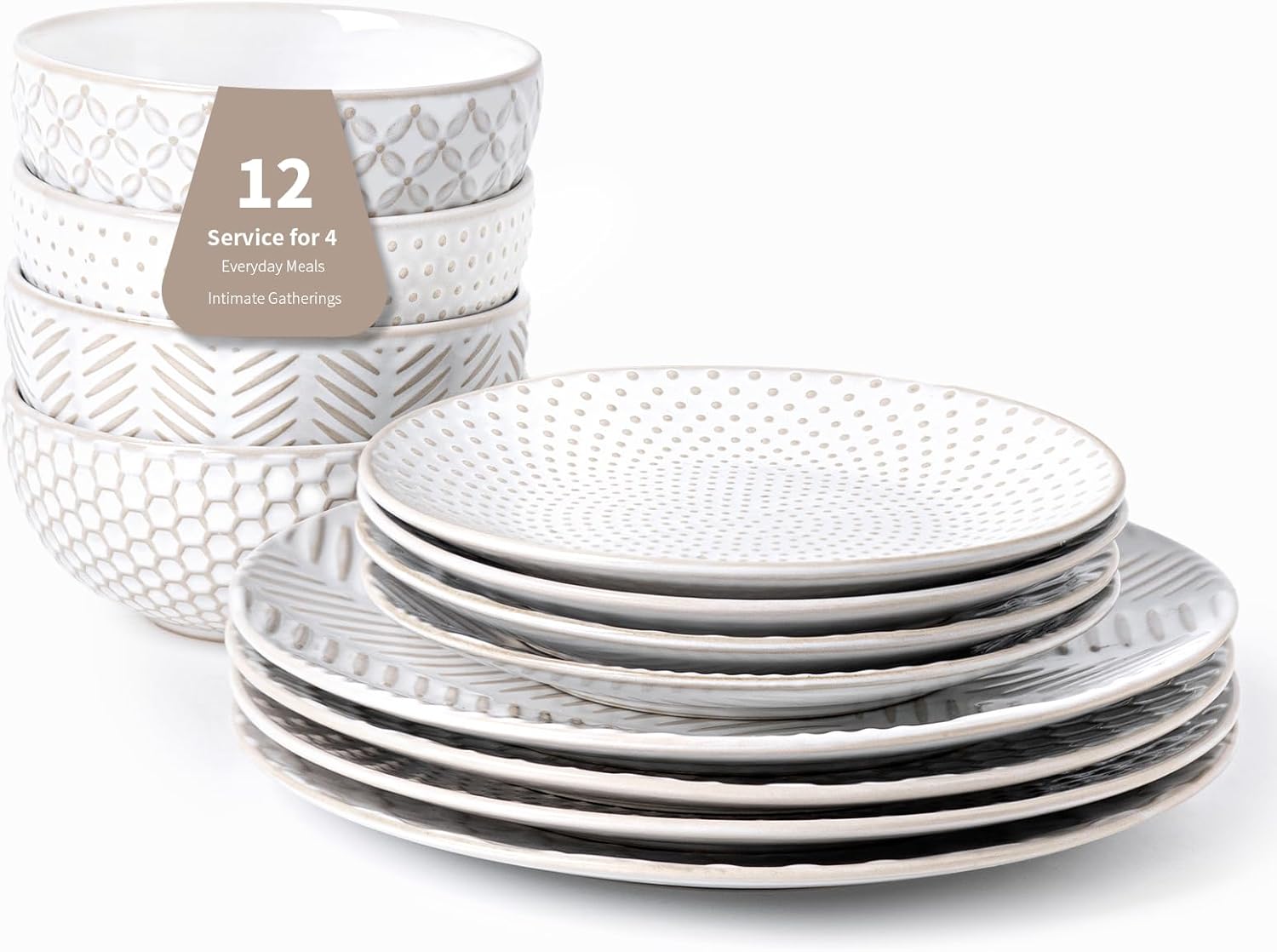 Elegant 12-Piece Dinnerware Set for Home Kitchen
