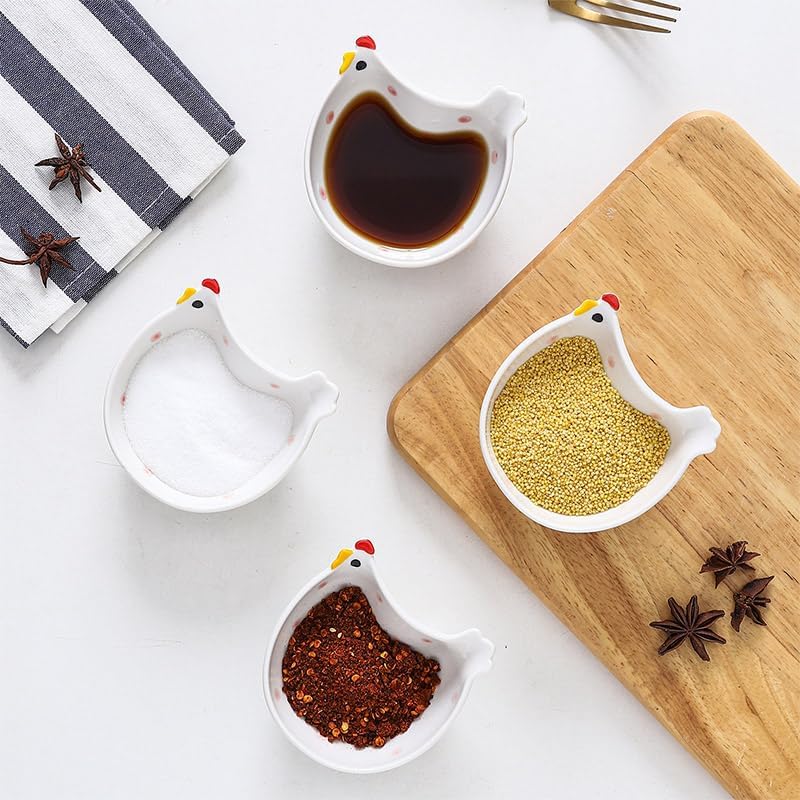 3-Piece Cute Ceramic Chicken Shaped Dip Bowls Home Kitchen Accessories