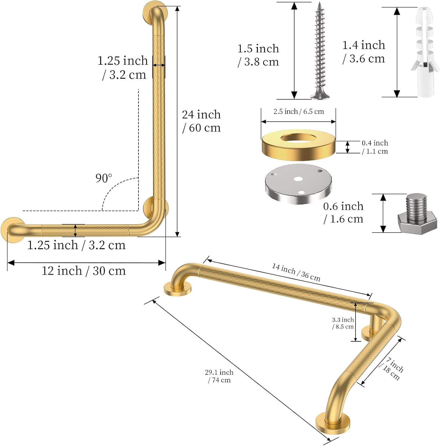 Safe L-Shaped Grab Bar for Bathrooms