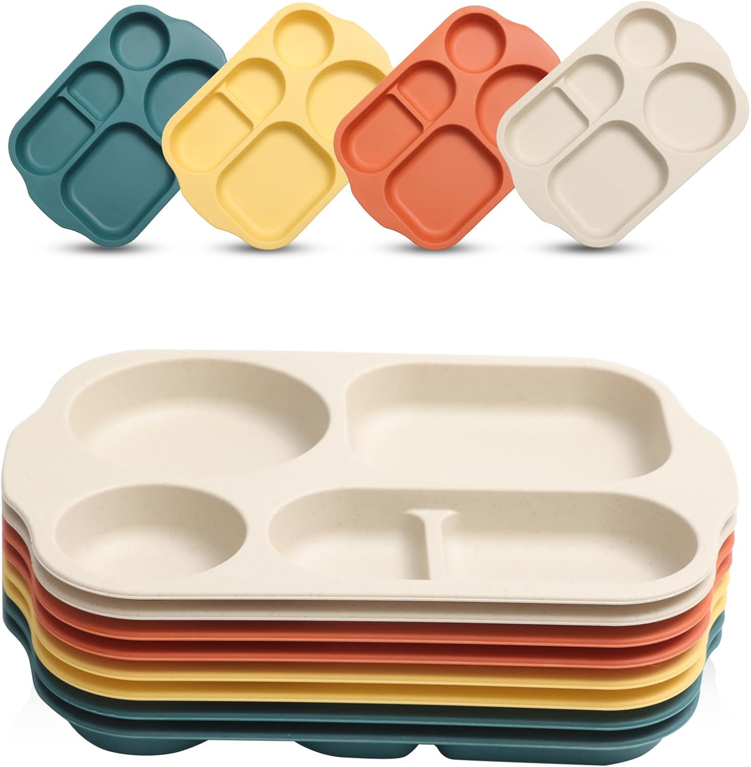 8-Piece Divided Plates Set for Kids Adults and Entertaining Use