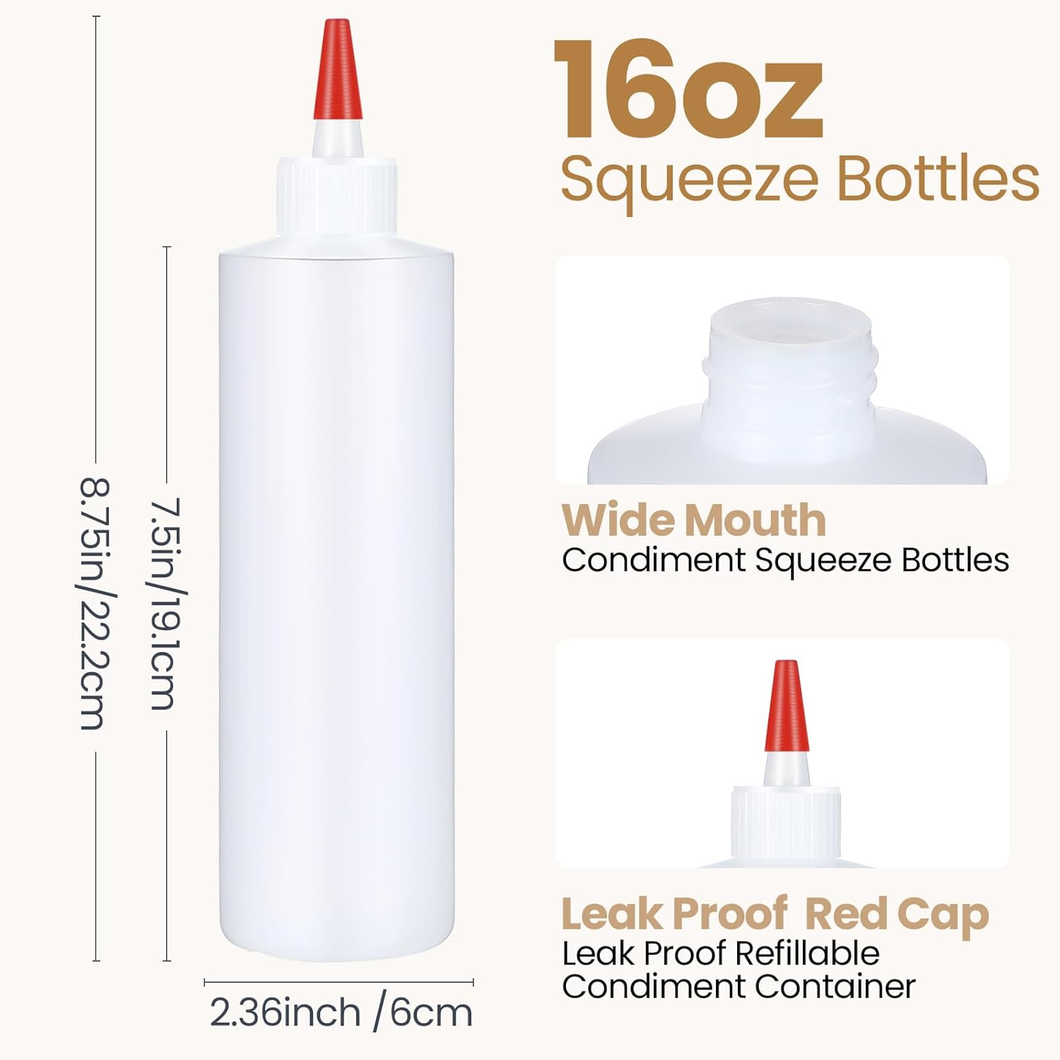 Yaomiao 30-Pack 16oz Squeeze Bottles for Condiments