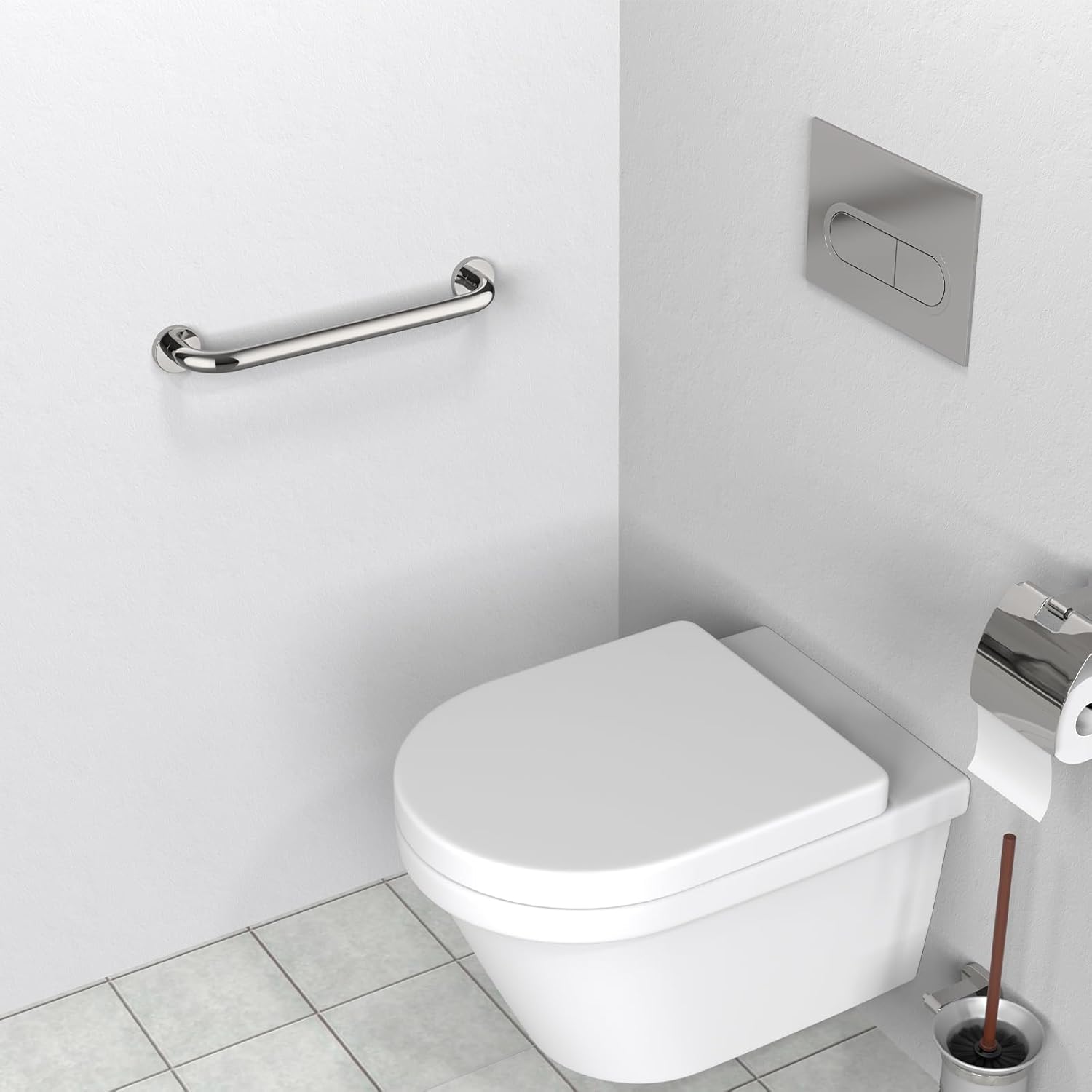 ZUEXT 2-Piece 16-Inch Stainless Steel Safety Handrail for Bathroom Shower