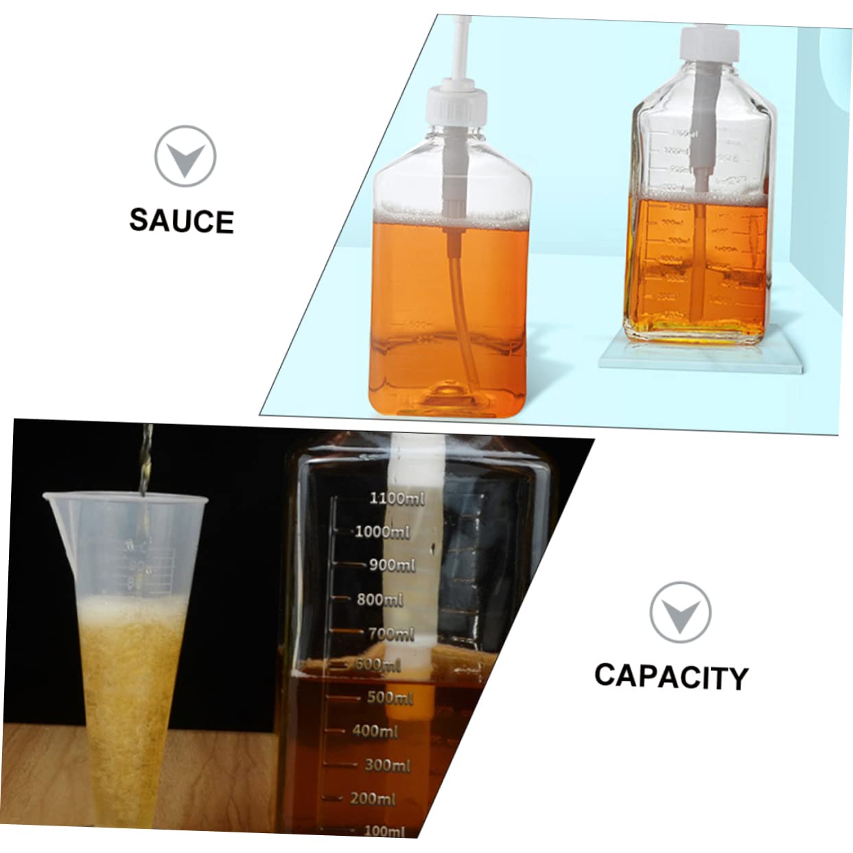 1100ML Glass Squeeze Bottle for Home Commercial Use - 10CC Capacity