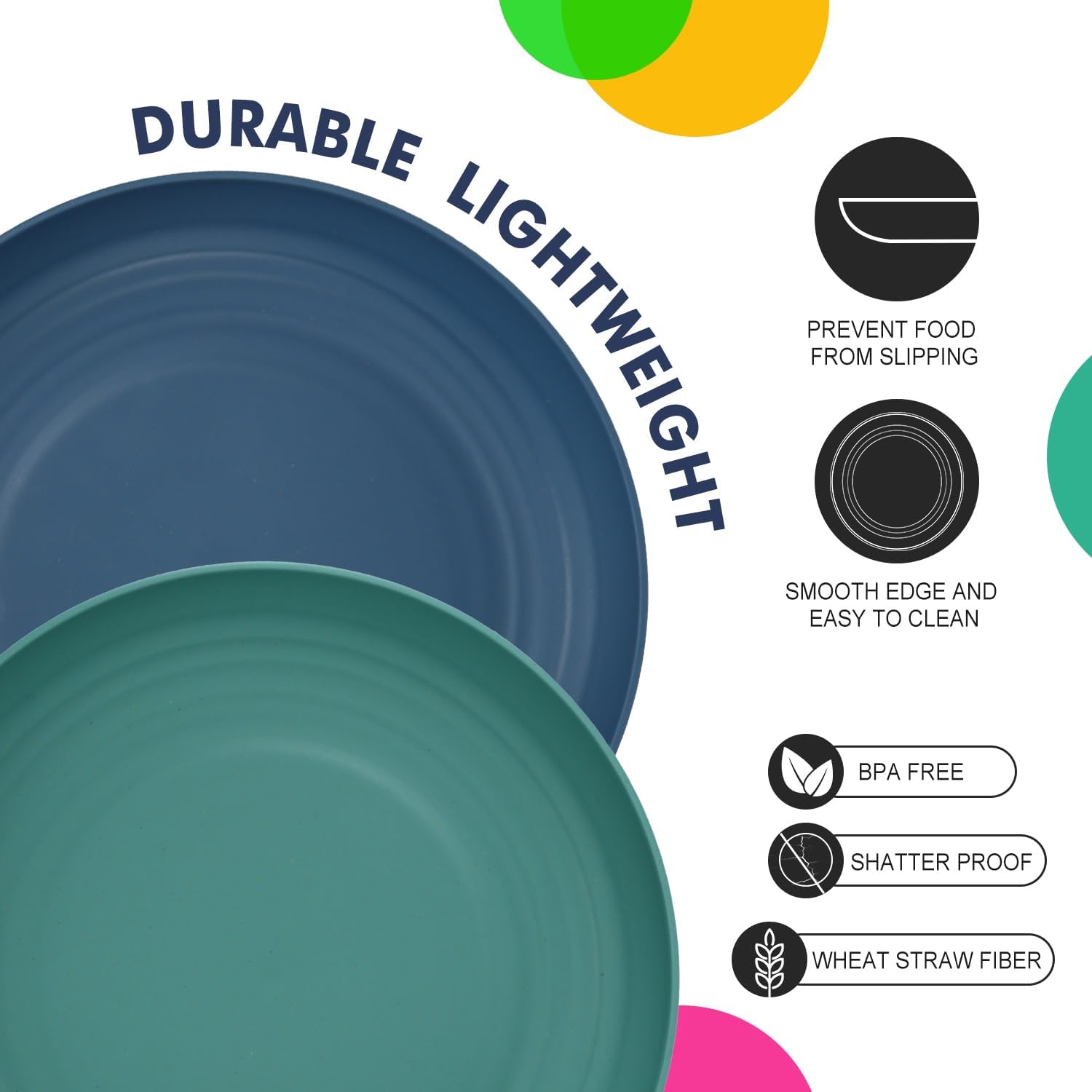 Homienly 8-Piece Dinner Plate Set for Kids Simply Safe Enjoyable Cuisine