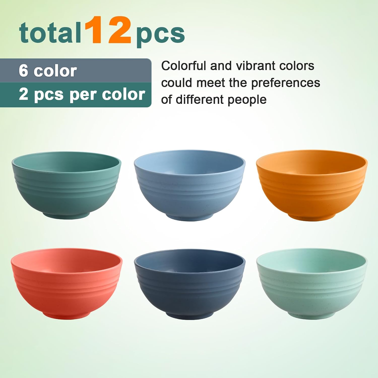 12-Piece Reusable Wheat Straw Cereal Bowls for Kitchen Essentials