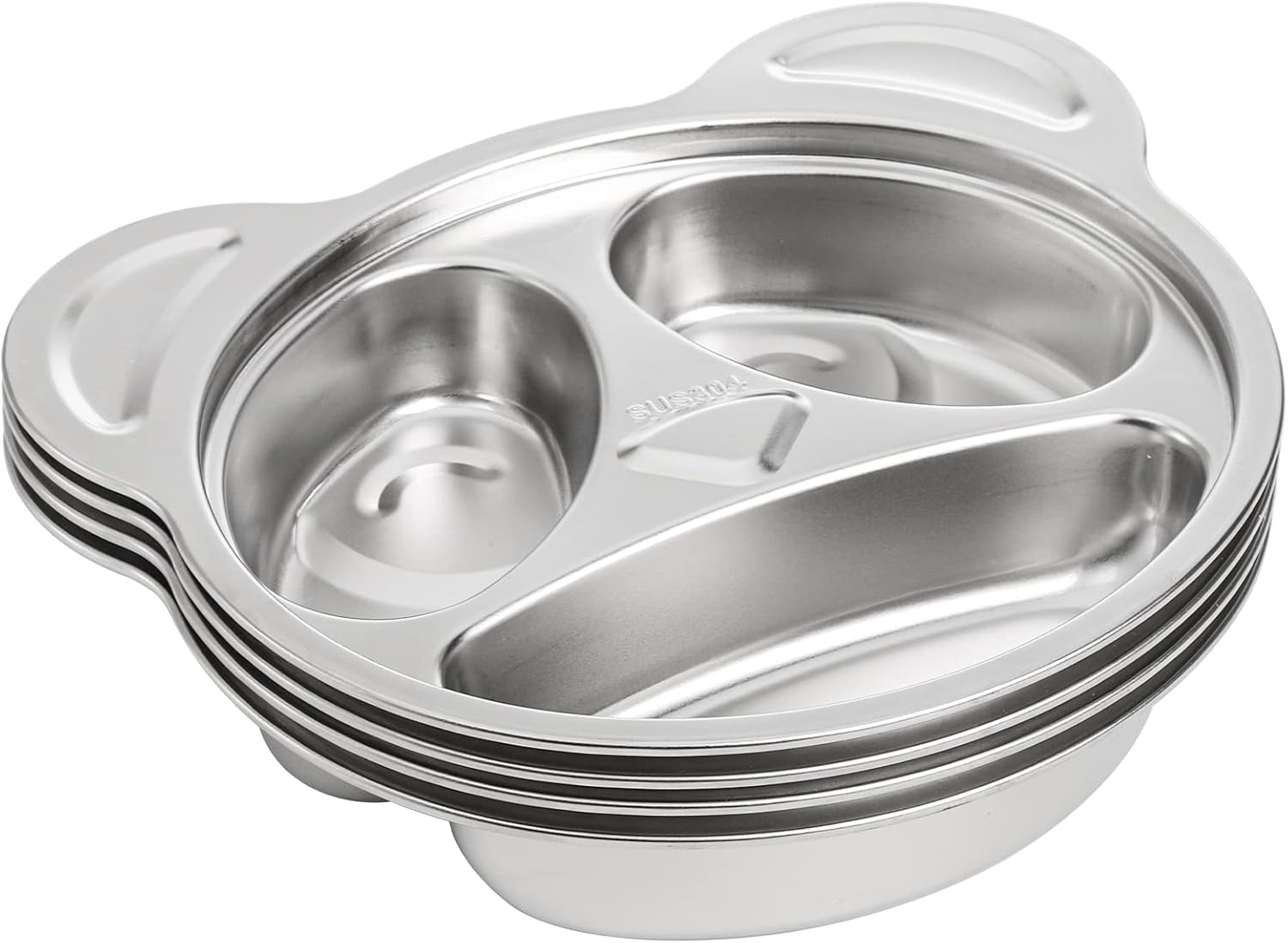 Lyellfe Set of 4 Stainless Steel Divided Plates