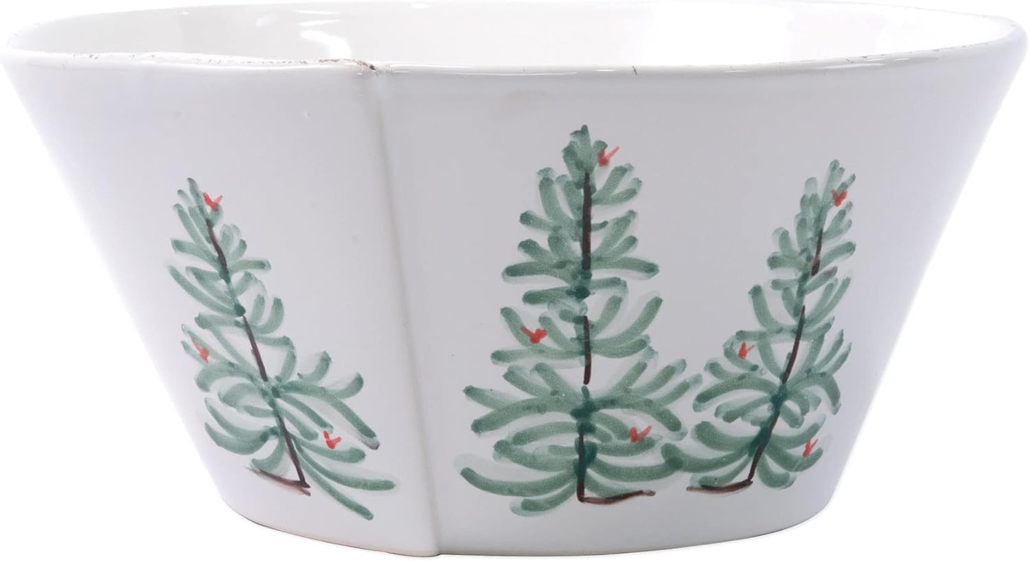 Vietri Lastra Holiday White Green Elegance Christmas Curling Bowl 105 D
