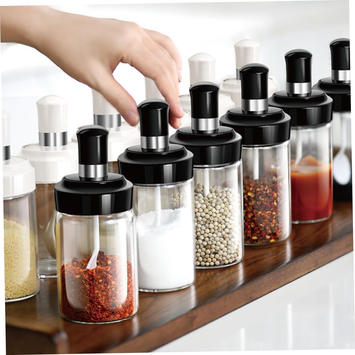 Zerodeko 2pcs Black Seasoning Glass Bottles
