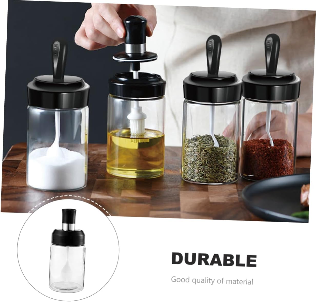 Zerodeko 2pcs Black Seasoning Glass Bottles