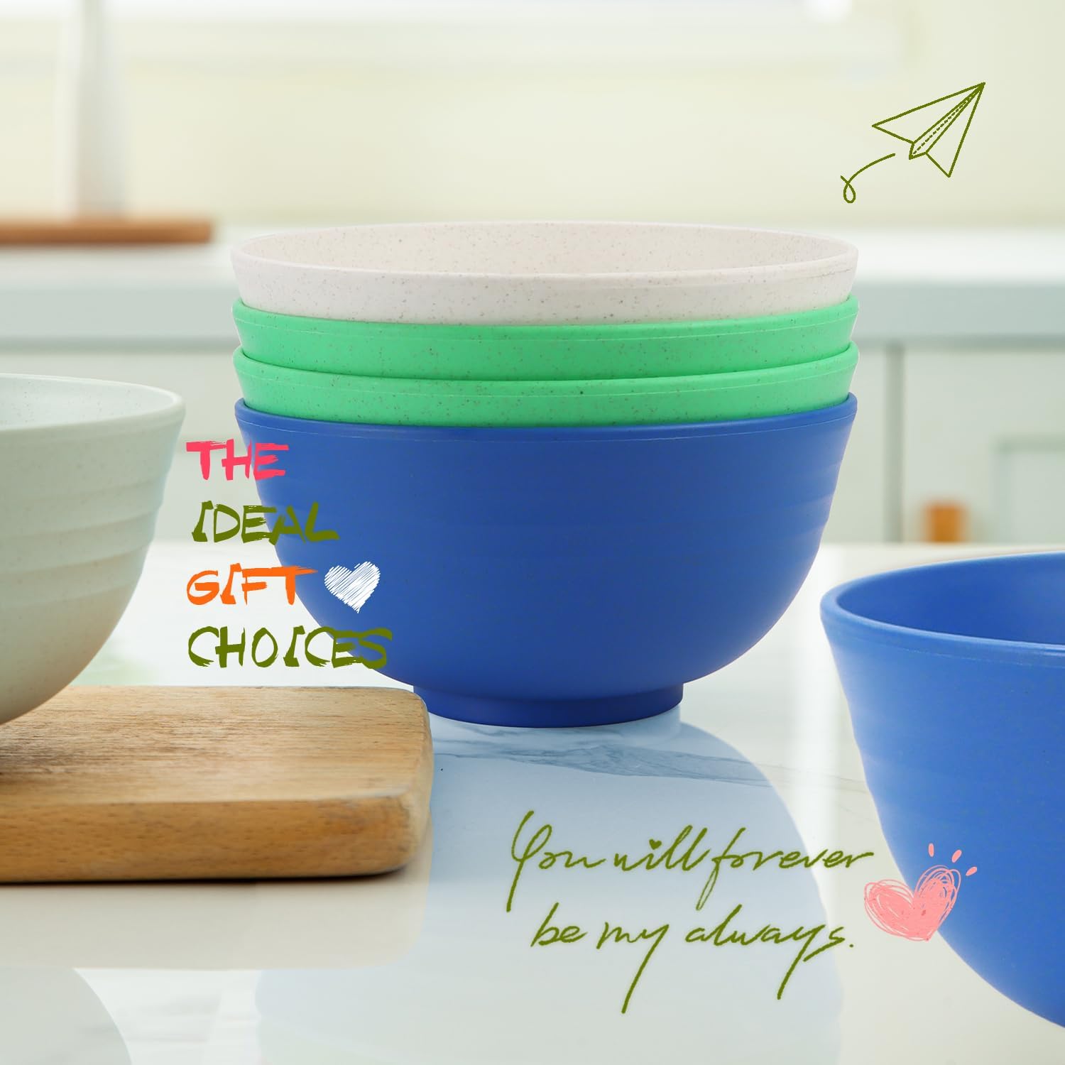Homienly 26 Oz Wheat Straw Bowls Set of 6 Island