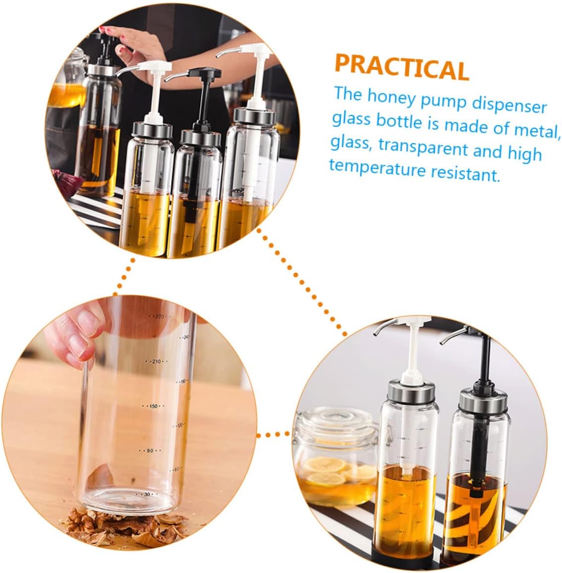 Perfect for Honey Syrups Salad Dressings - 500ml Glass Metal Dispenser Initiatives