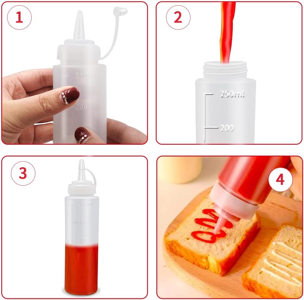 Abnaok Condiment Squeeze Bottles 2-Pack Durable Ergonomic