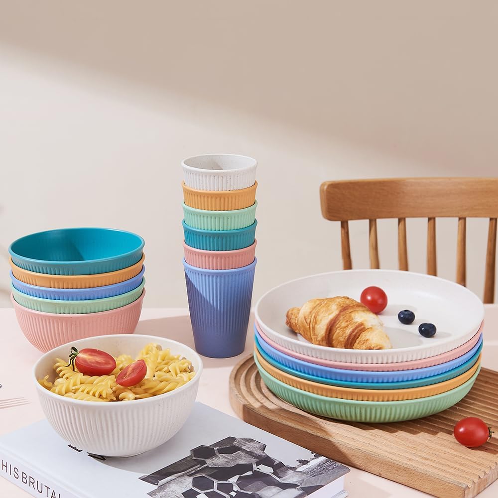 18pcs Unbreakable Reusable Dinnerware Set