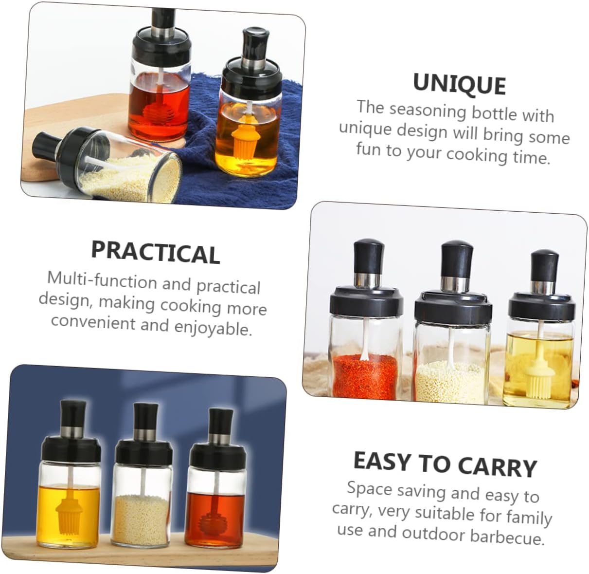 PrettyZoom 250ml Kitchen Spice Jars 3-Piece Set