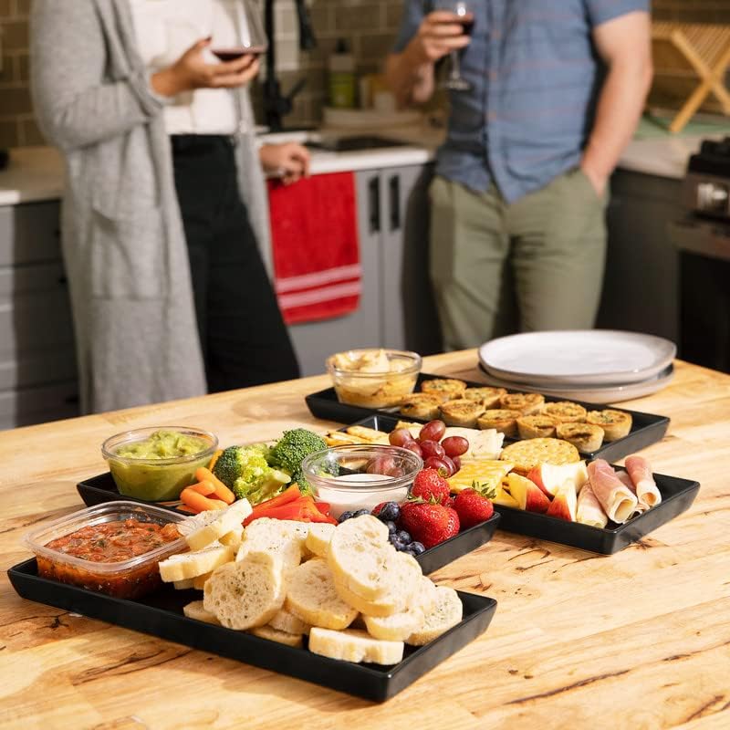 Home Beets Matte Black Ceramic Serving Platters Set of 4 for Entertaining