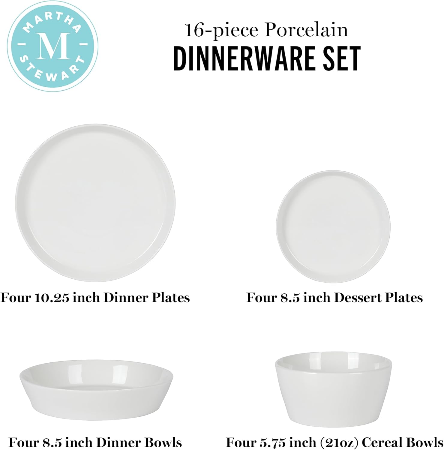 Martha Stewart Selma Chip Scratch-Resistant Dinnerware Set White Durable Elegant