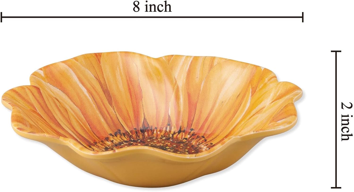 UP melamine dinner bowl set 6-piece sunflower BPA-free stackable