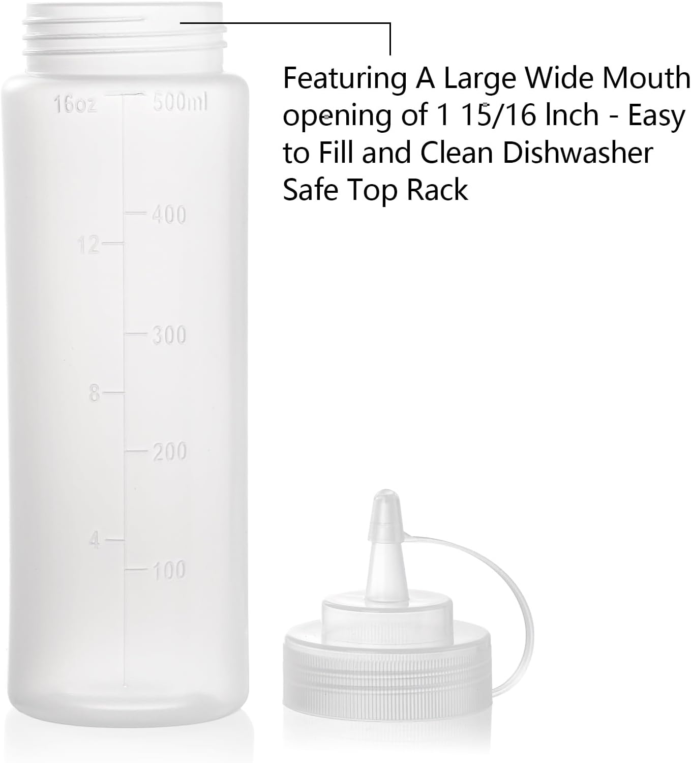 12-Piece Bekith 16 oz Wide Mouth Squeeze Condiment Bottles