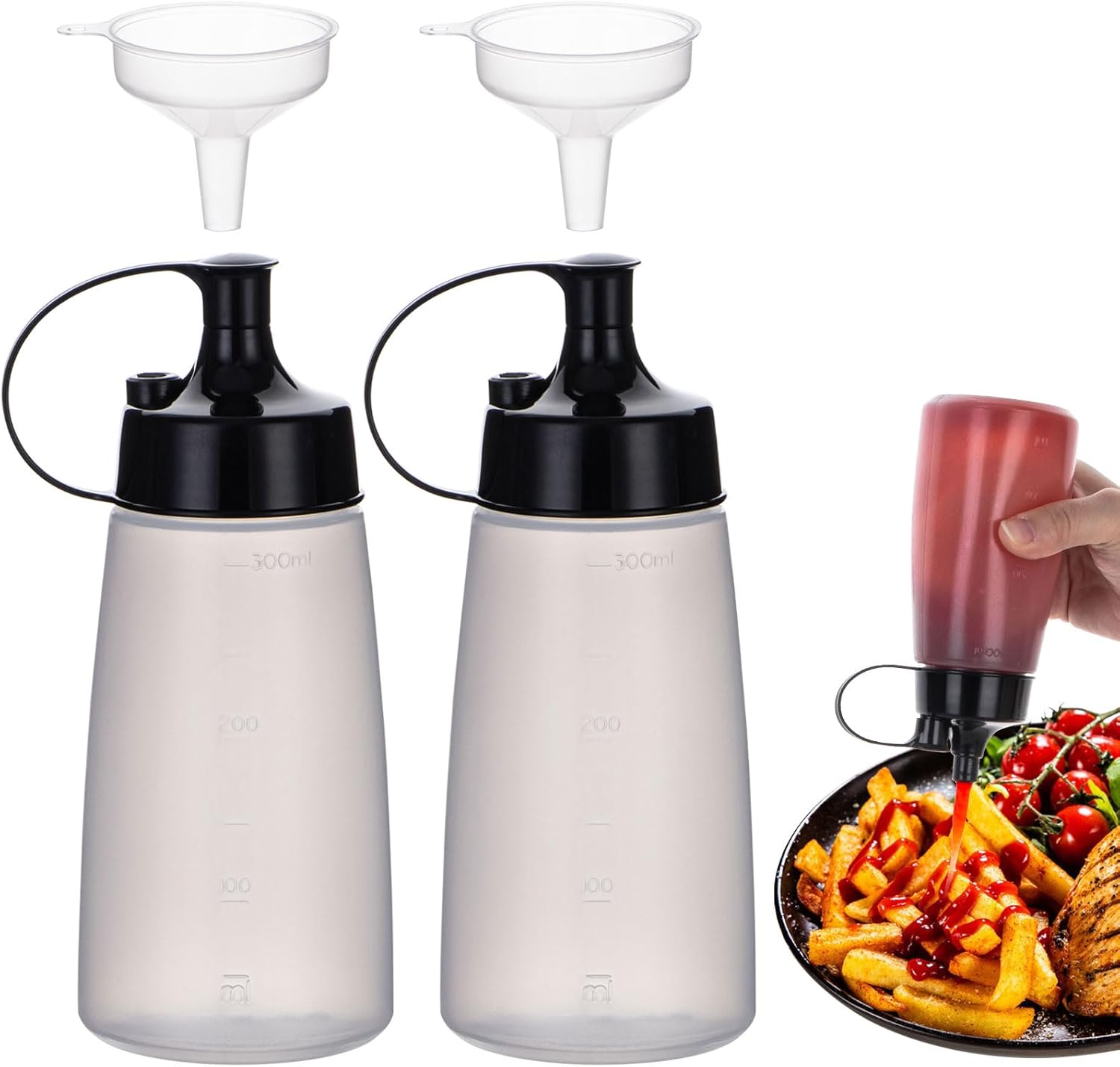 Deesoo Premium Squeeze Bottles 300ml Eco-Friendly Durable Set of 2