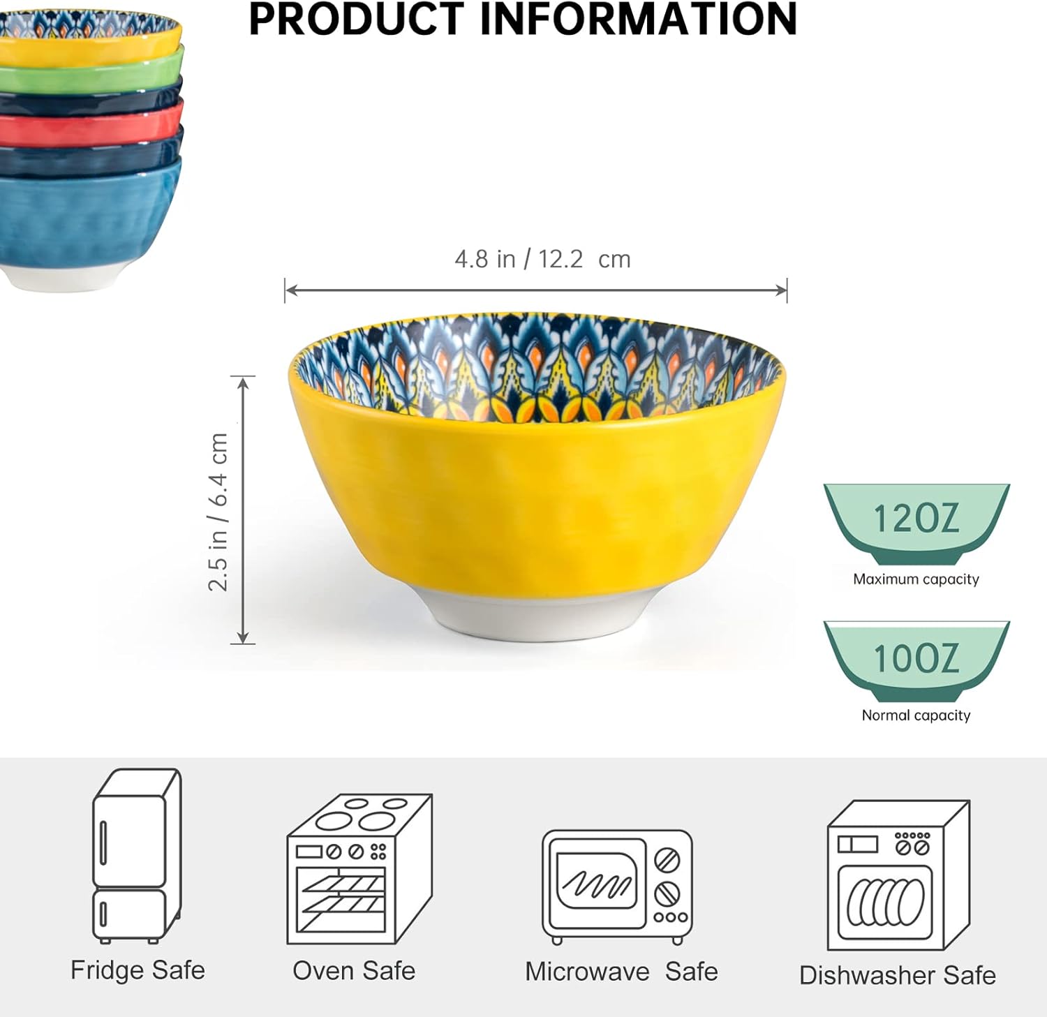 Vibrant Bohemian Ceramic Snack Bowls Set