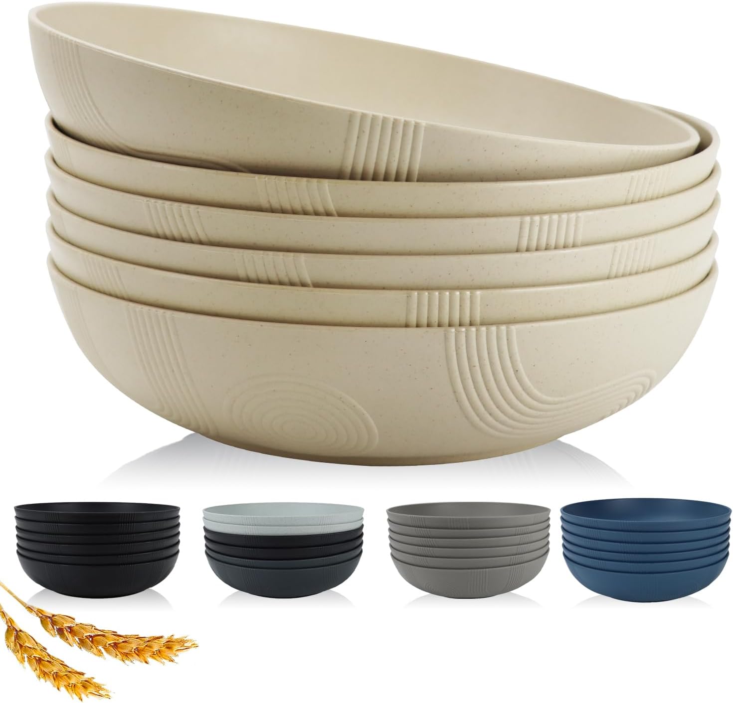 Gourmet-Premium 10-inch Large Plastic Bowl Set