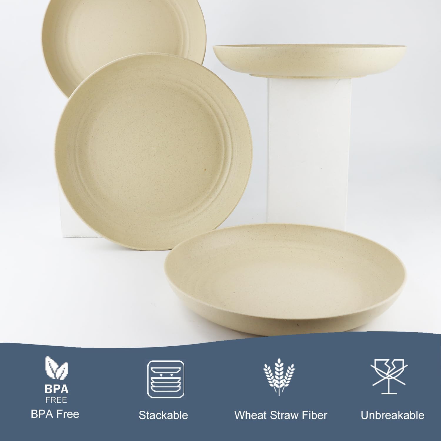 Homienly Deep Dinner Plates Set of 12 Alternative to Plastic Plates