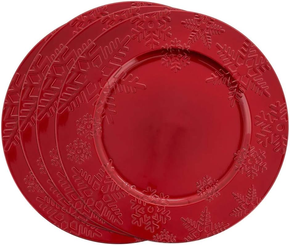 Fennco Styles Red Snowflake charger plates