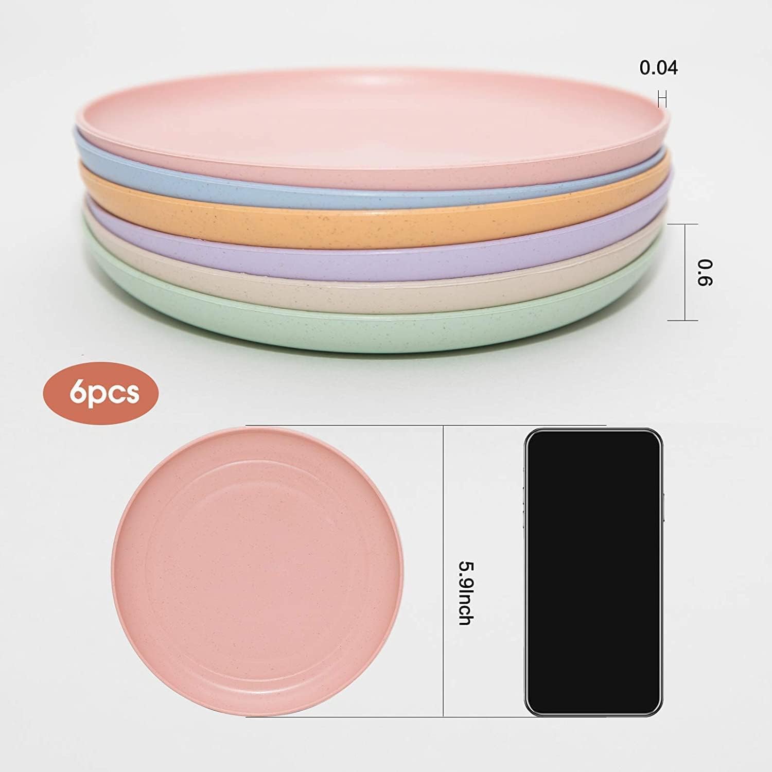 6-Pack Lightweight Wheat Straw Plates