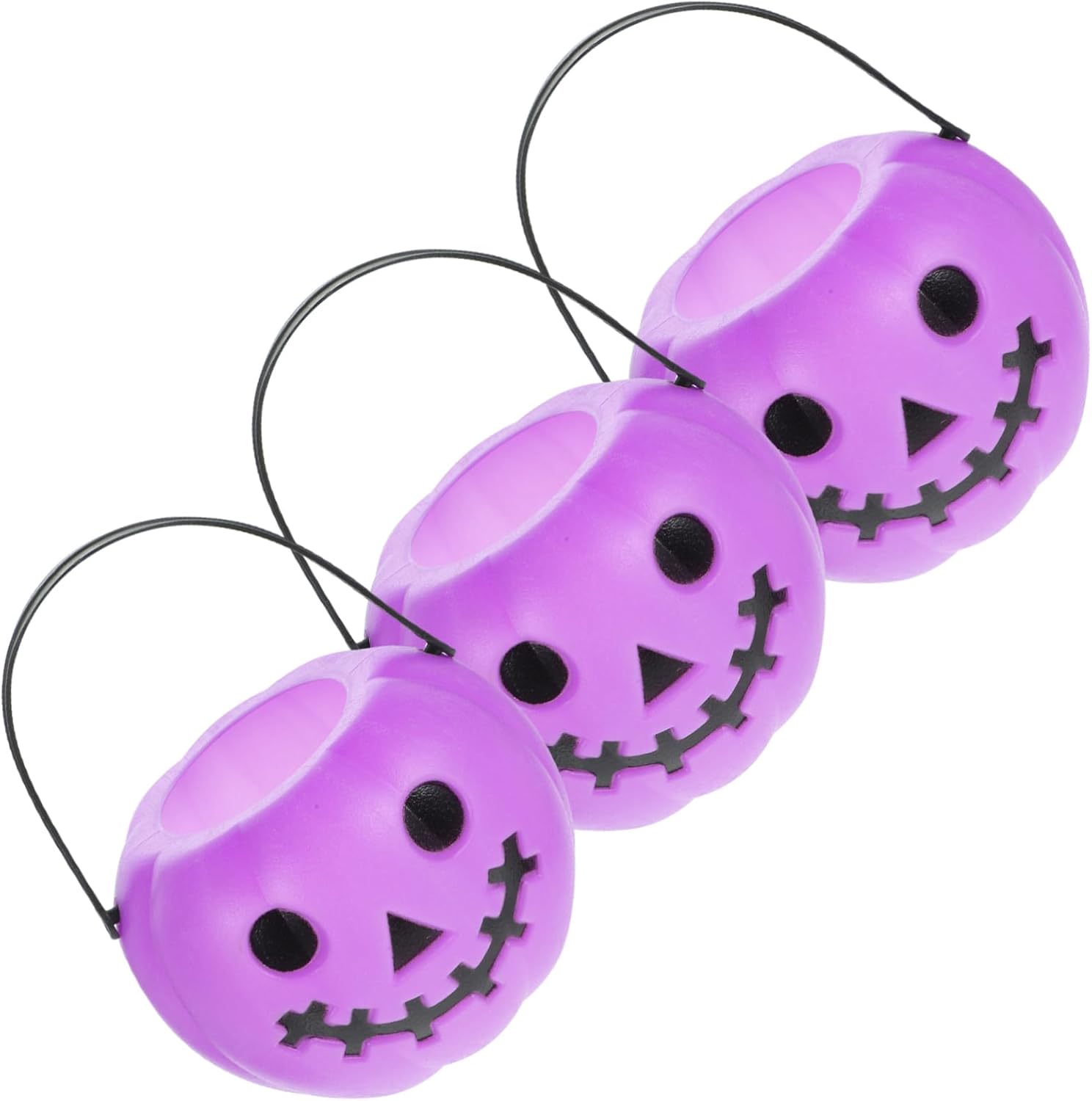 Halloween 3-Piece Candy Holder Set - Mini Bucket Cauldron Pumpkin Design