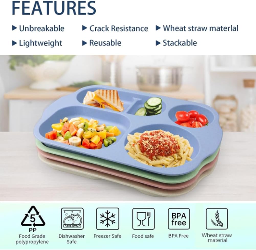 RUIBOLU 12 Divided Plates BPA-Free Portion Control