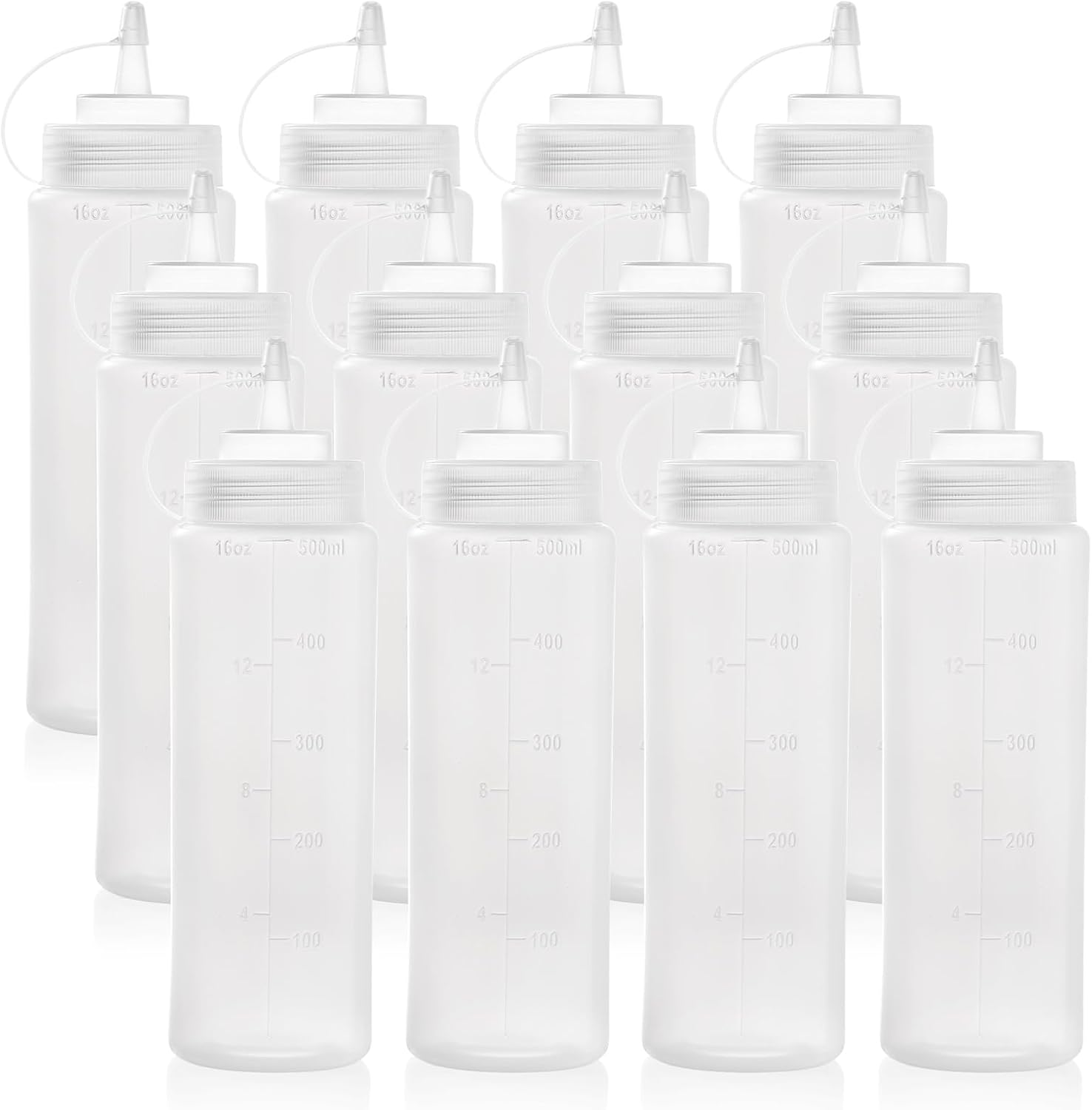 12-Piece Bekith 16 oz Wide Mouth Squeeze Condiment Bottles