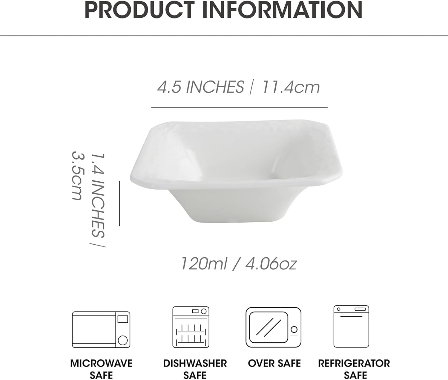 Feenmai Ceramic Dipping Bowl Set of 6 4 oz Square Serving Bowls