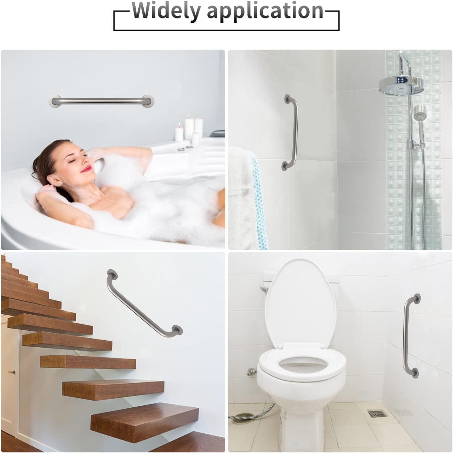 ELLOALLO 16-Inch Brushed Nickel Bathroom Grab Bar