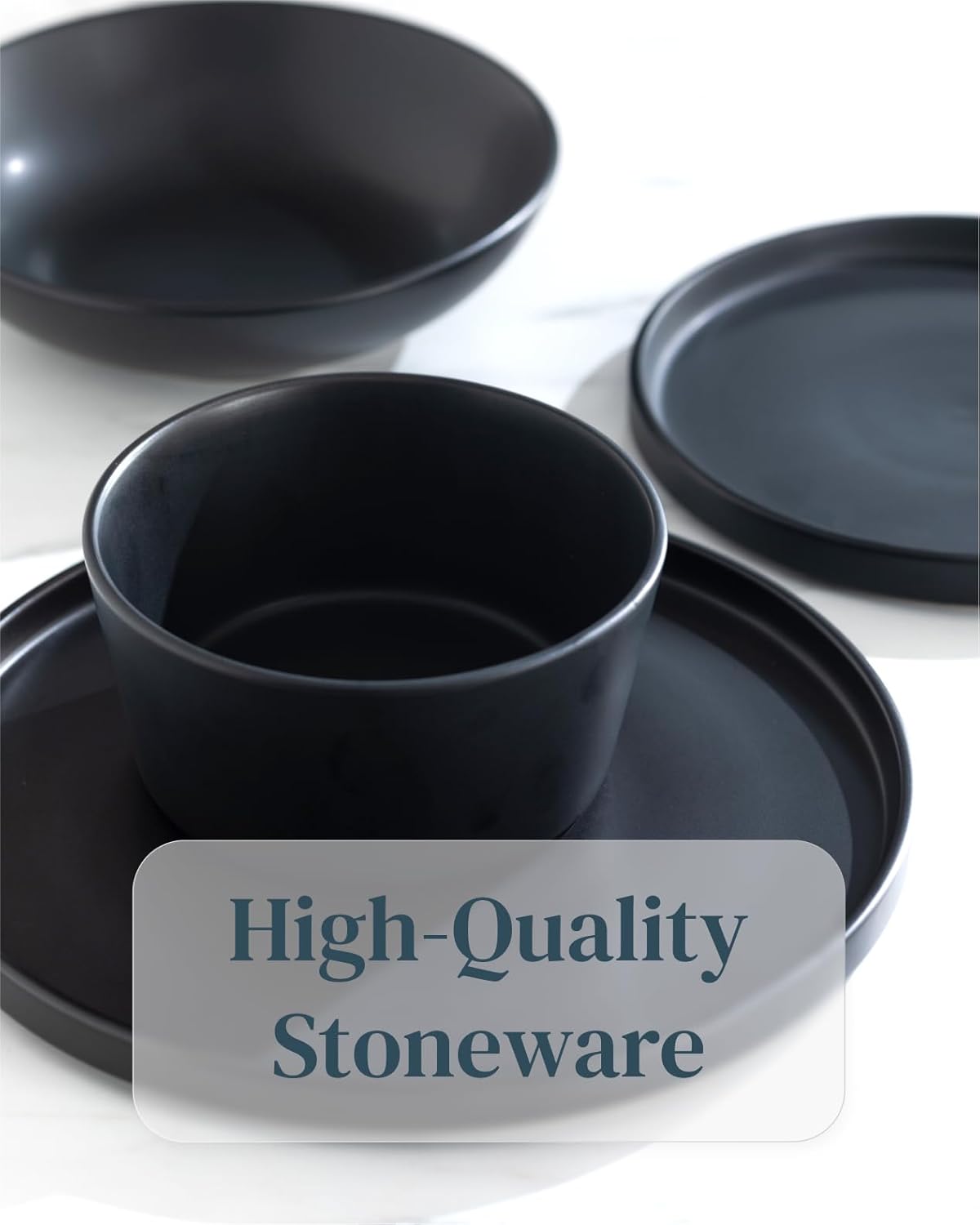 Matte Black Dinnerware Set for 32 pcs