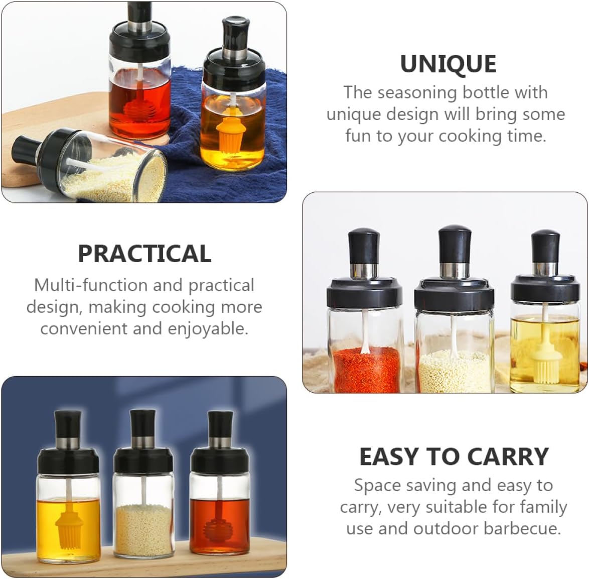 3-Piece Cabilock Kitchen Seasoning Bottles