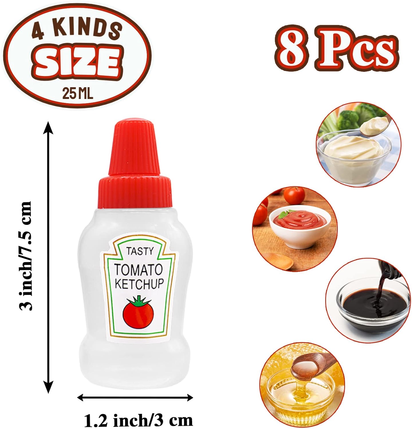 8-Piece Mini Ketchup Squeeze Bottles