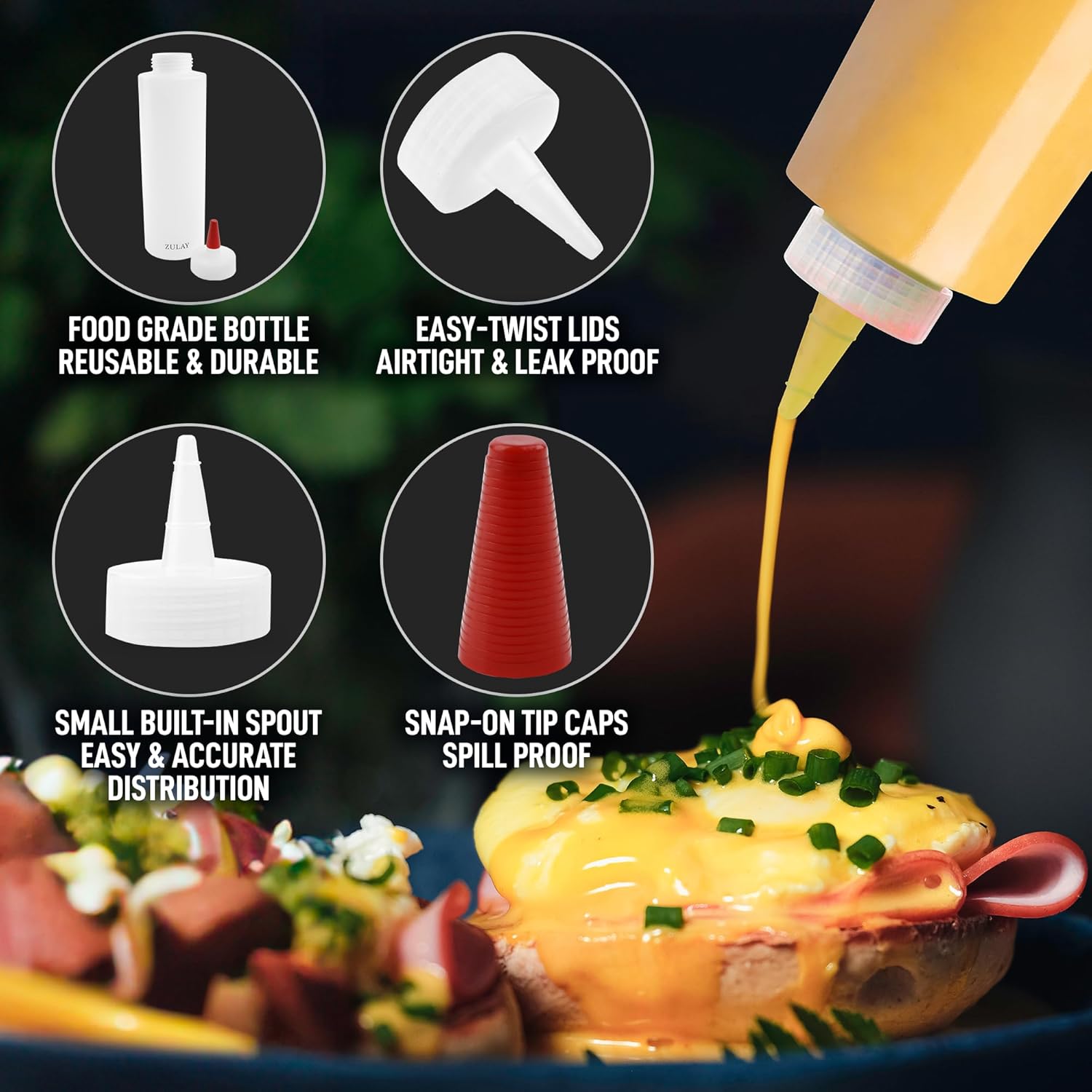Zulay Kitchen 2-Pack Squeeze Bottles