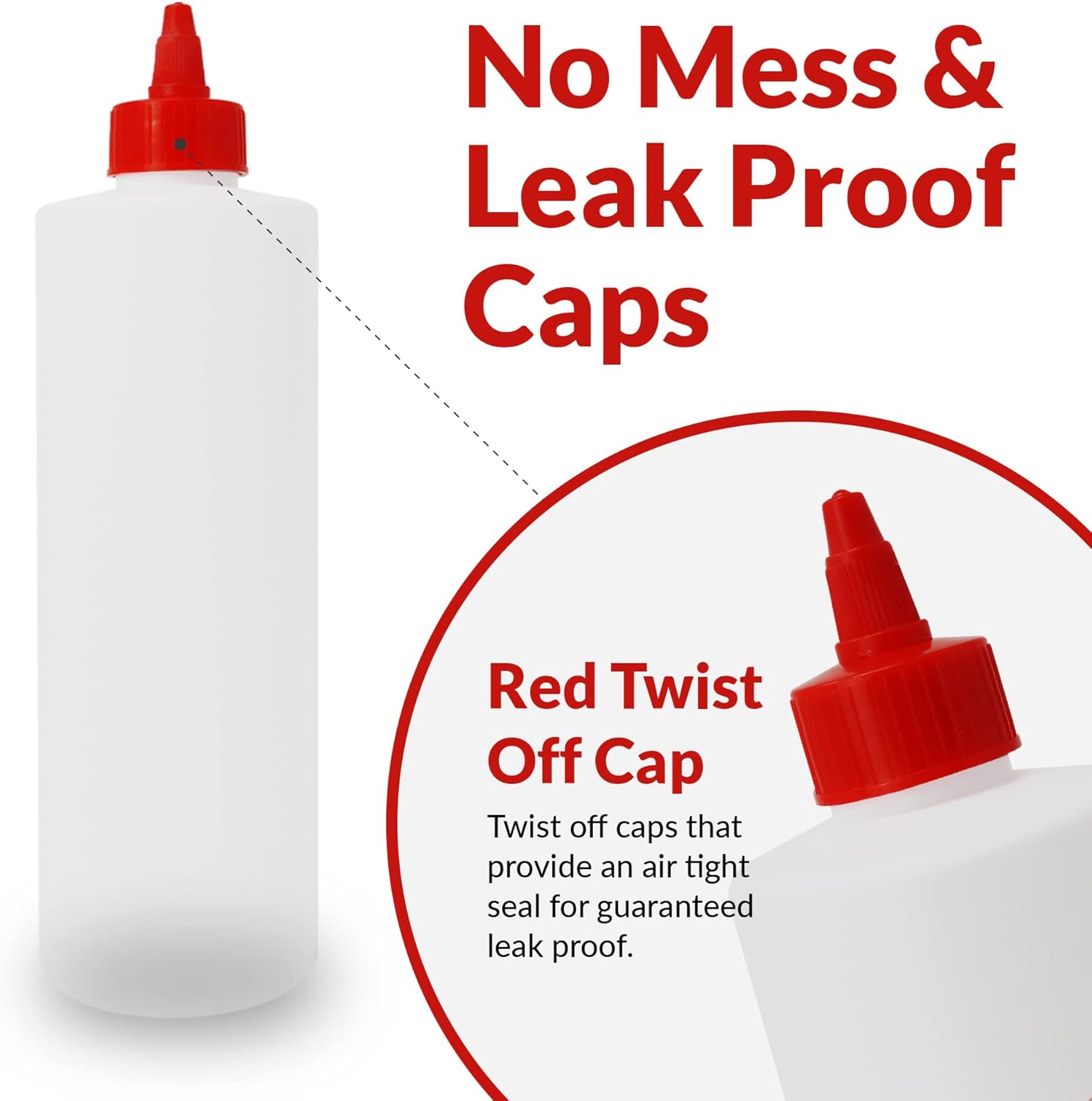 BPA-Free Plastic Squeeze Bottles 16 Oz 8 Pack