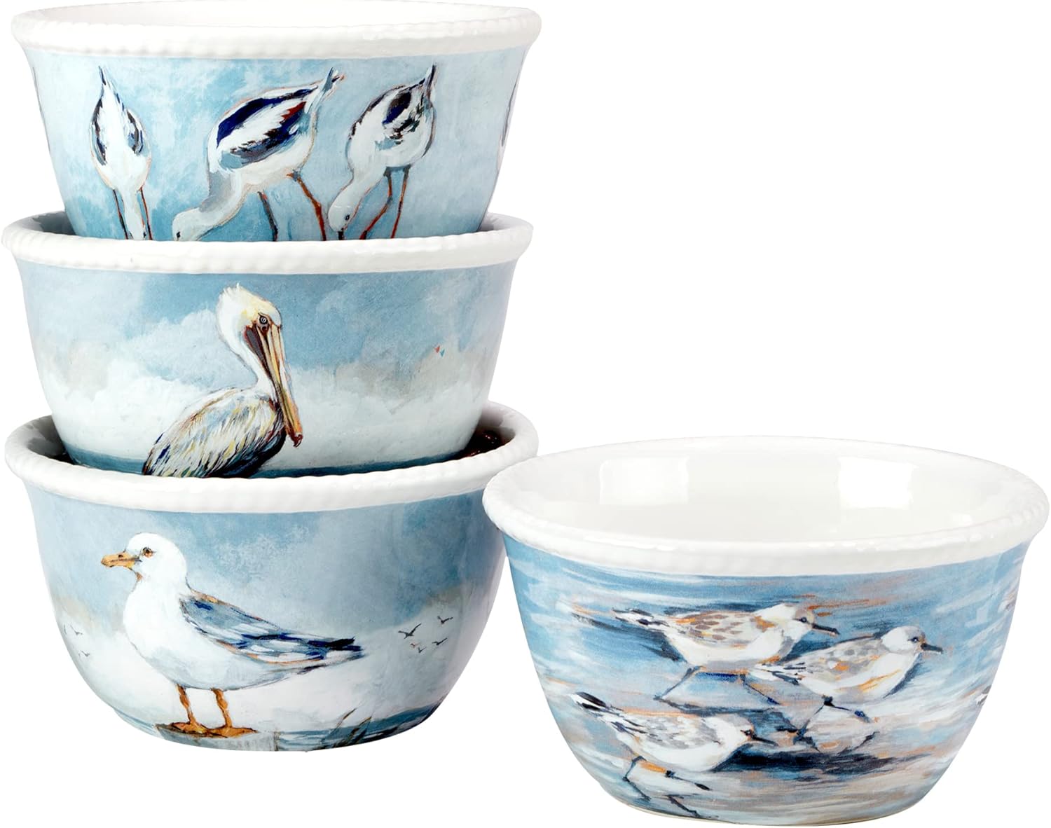 Certified International Shorebirds Set of 4 26 oz Ice Cream Bowls