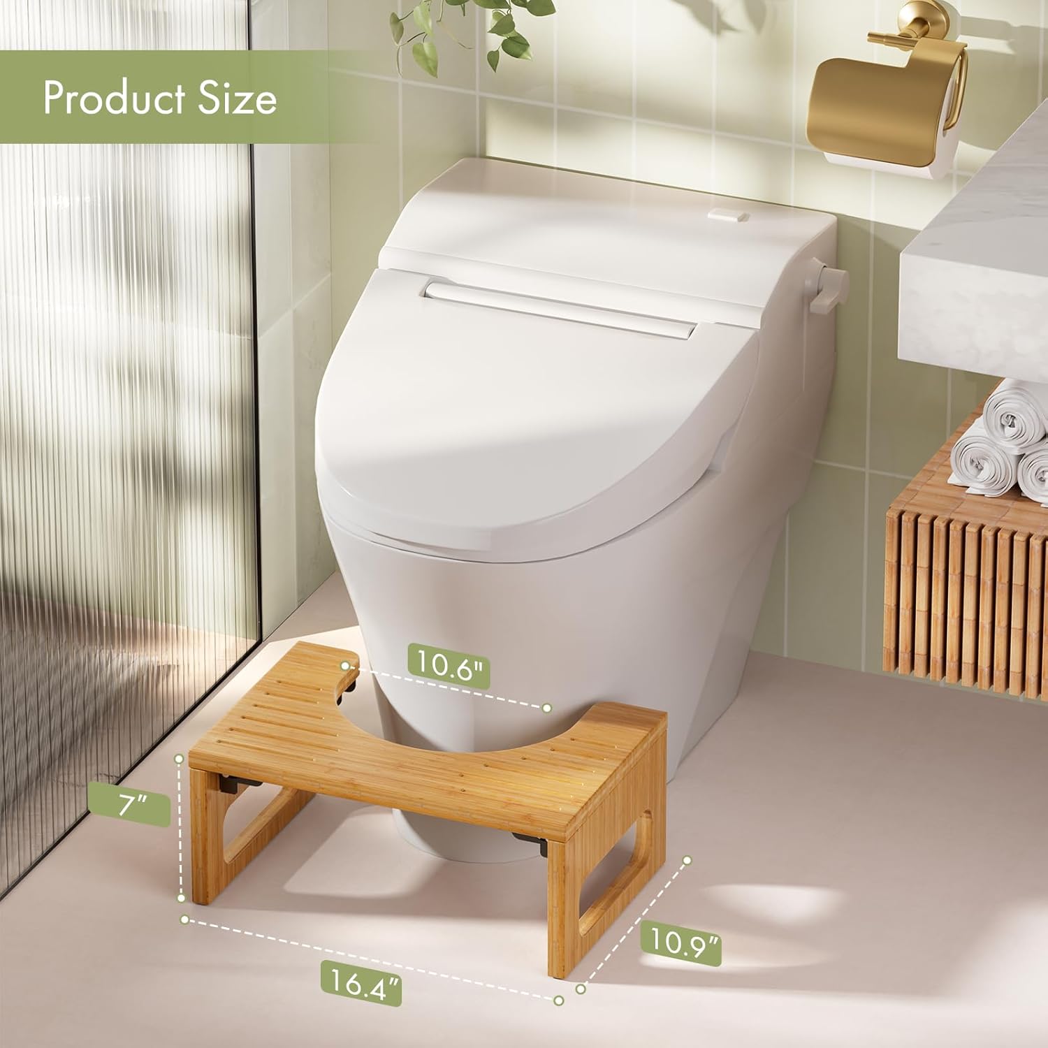 High-Quality Bamboo Toilet Stool for Adults Collapsible Non-Slip and Ergonomic