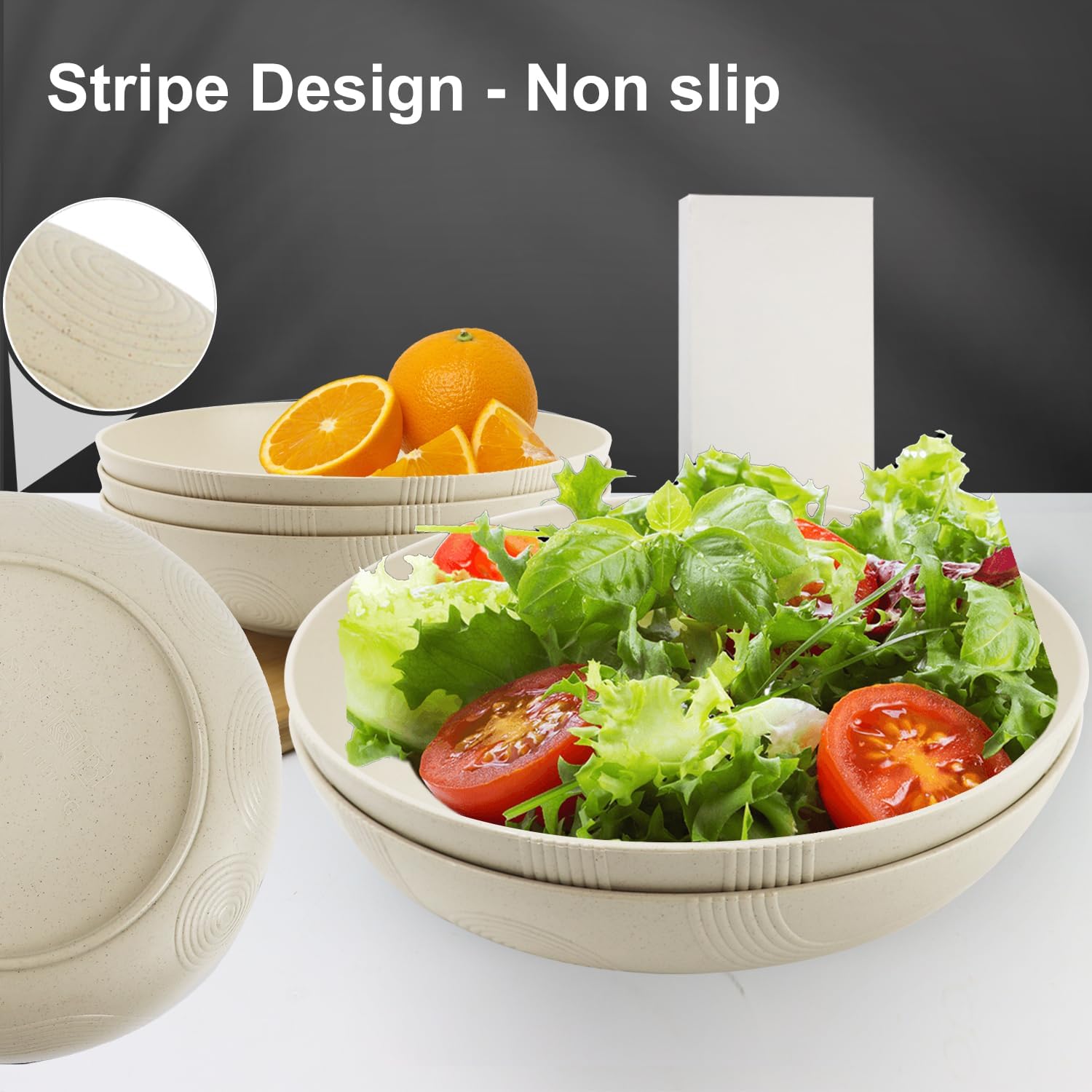 Gourmet-Premium 10-inch Large Plastic Bowl Set