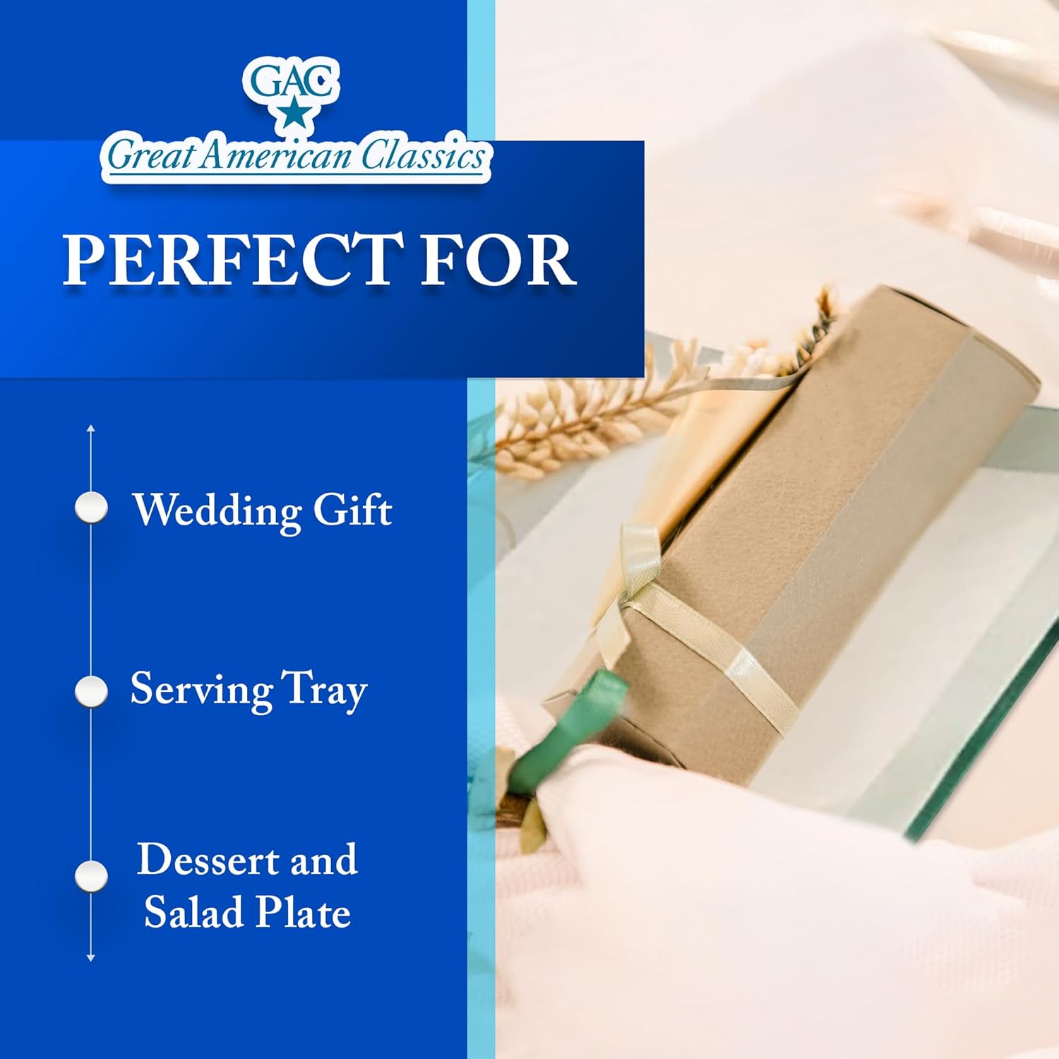 Elegant GAC Tempered Glass Square Dessert Plates Set of 4 6 x 6