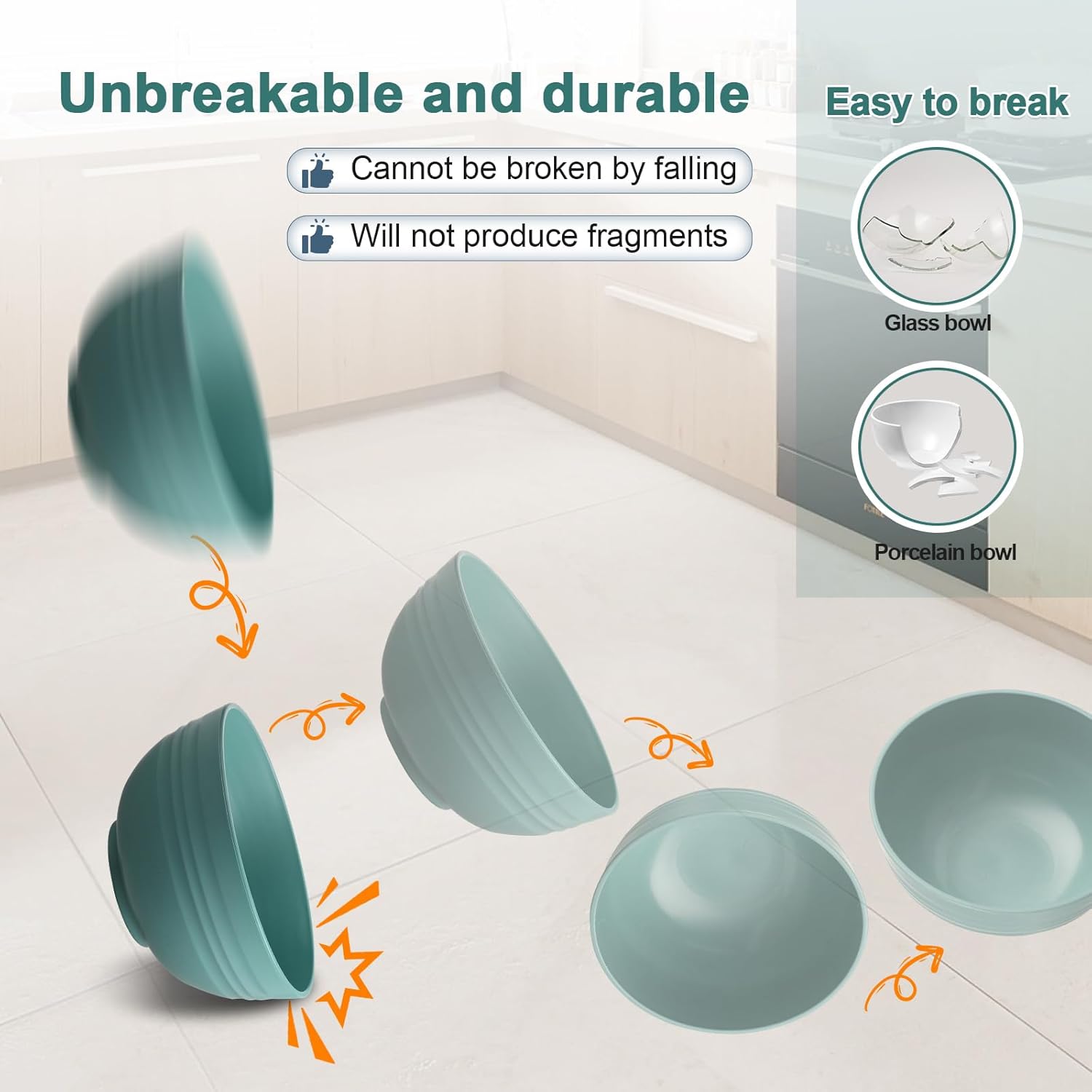 12-Piece Reusable Wheat Straw Cereal Bowls for Kitchen Essentials