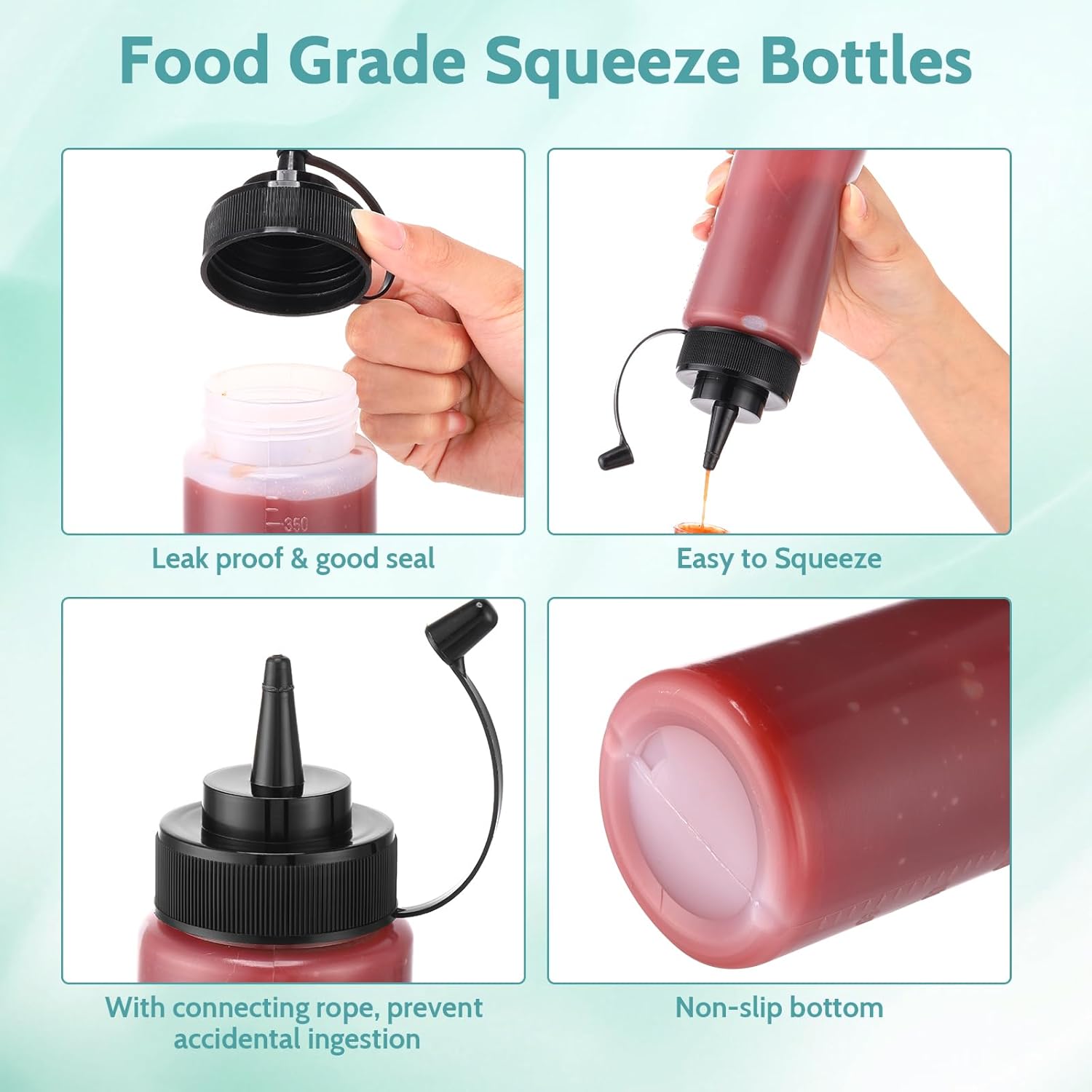 Dandat 24 Pcs Reusable Ketchup Squeeze Bottles