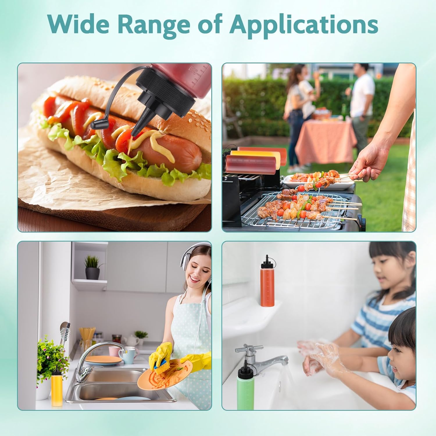 Dandat 24 Pcs Reusable Ketchup Squeeze Bottles