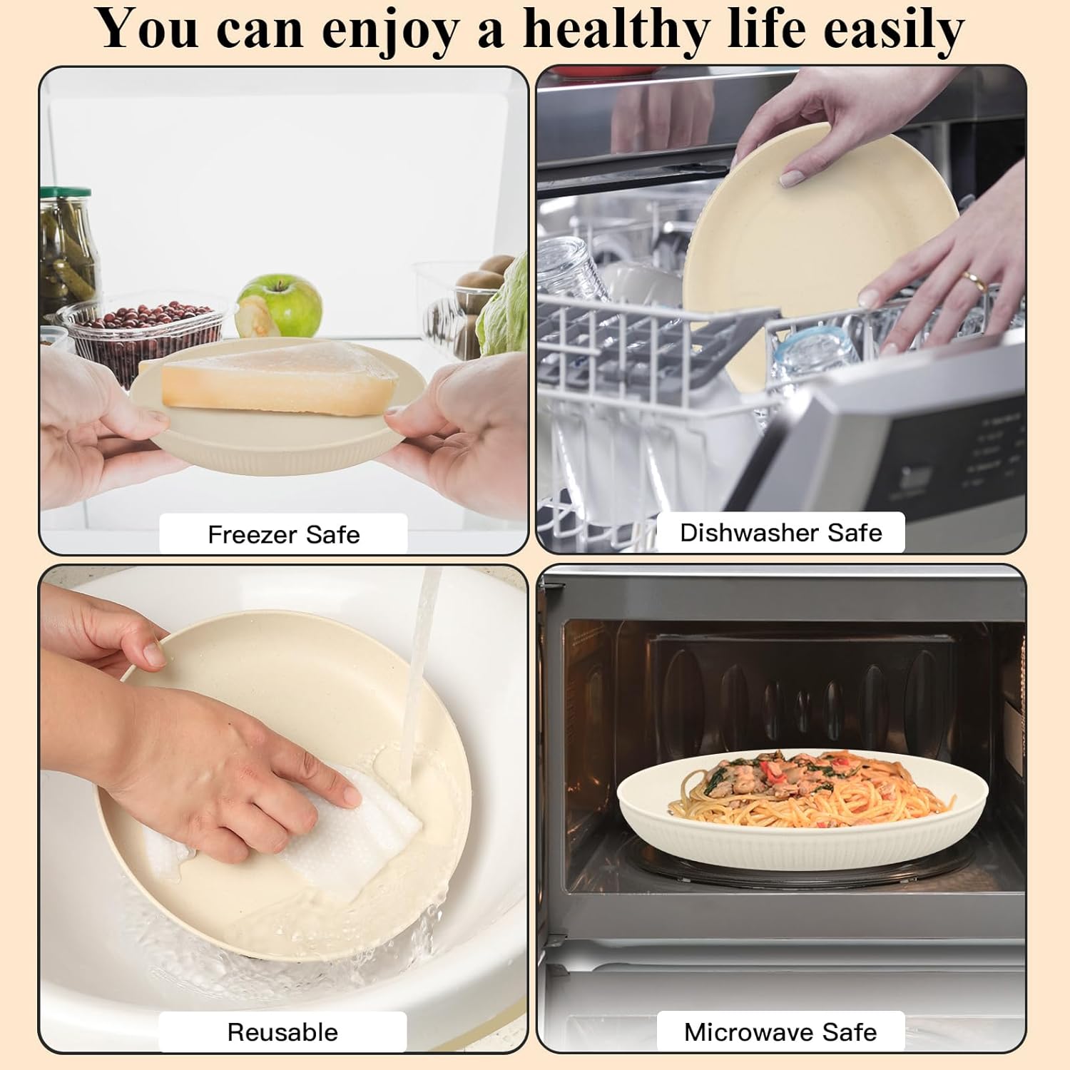 18PCS Unbreakable Wheat Straw Dinnerware Set for Kitchen Camping Multi-Scene Use