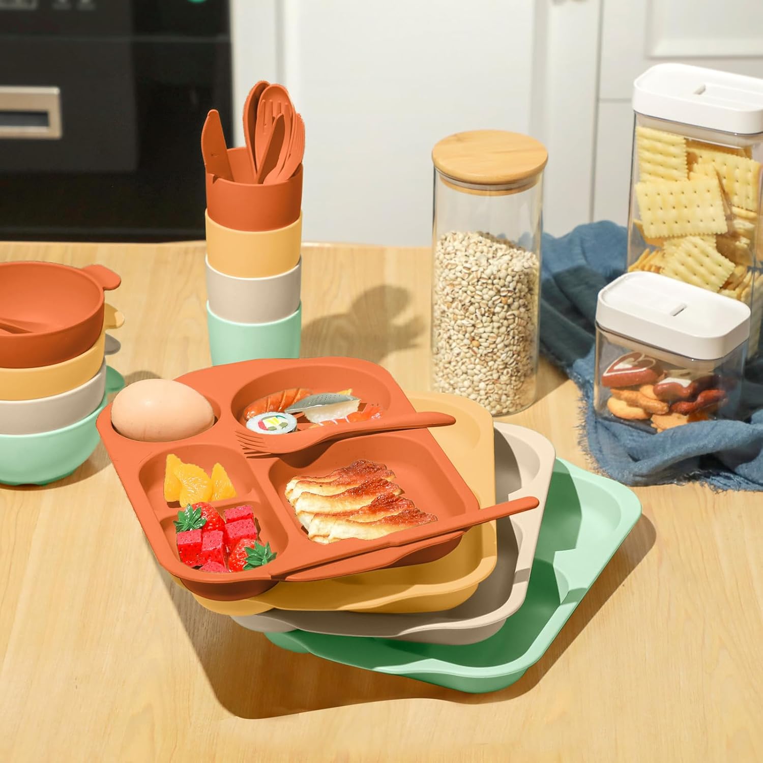 Tanlade 24-Piece Kids Dinnerware Set