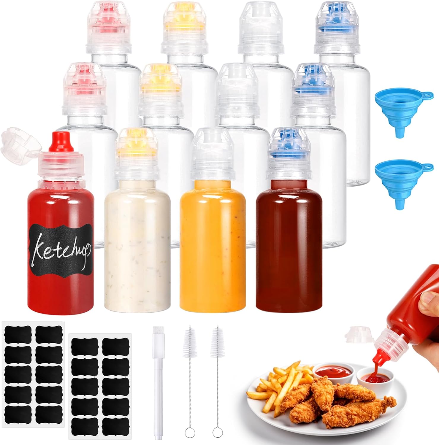 Mini Flip-Lid Squeeze Bottles - Compact Durable